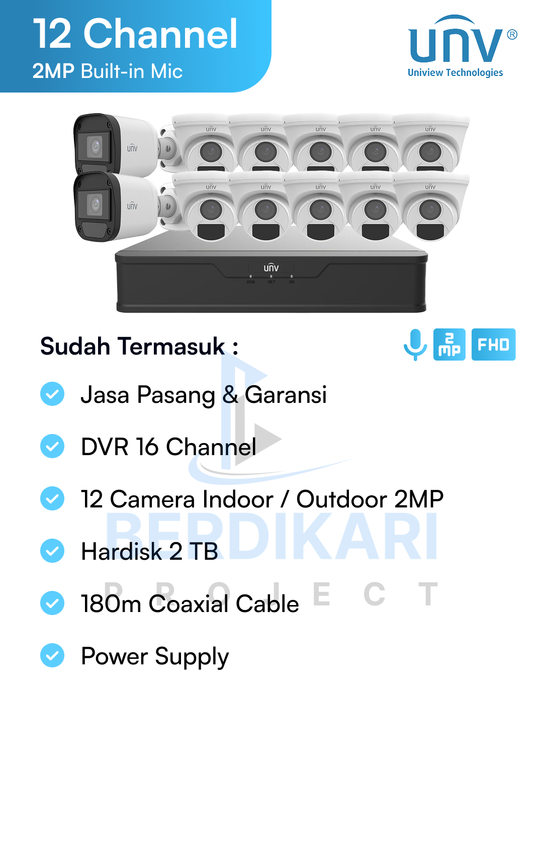 Paket CCTV UNV Audio 2MP