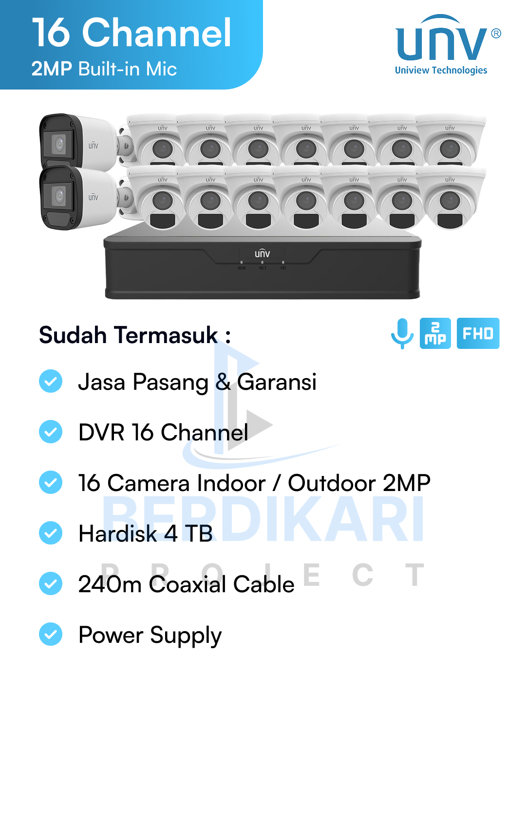 Paket CCTV UNV Audio 2MP