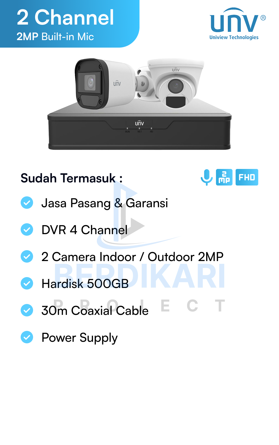 Paket CCTV UNV Audio 2MP
