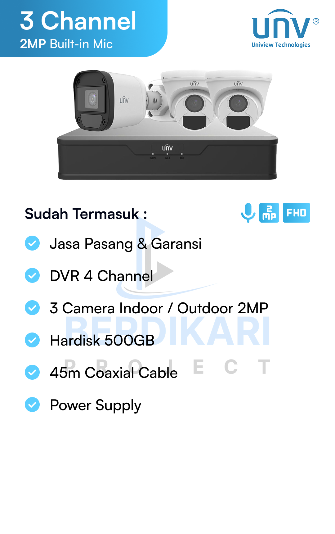 Paket CCTV UNV Audio 2MP