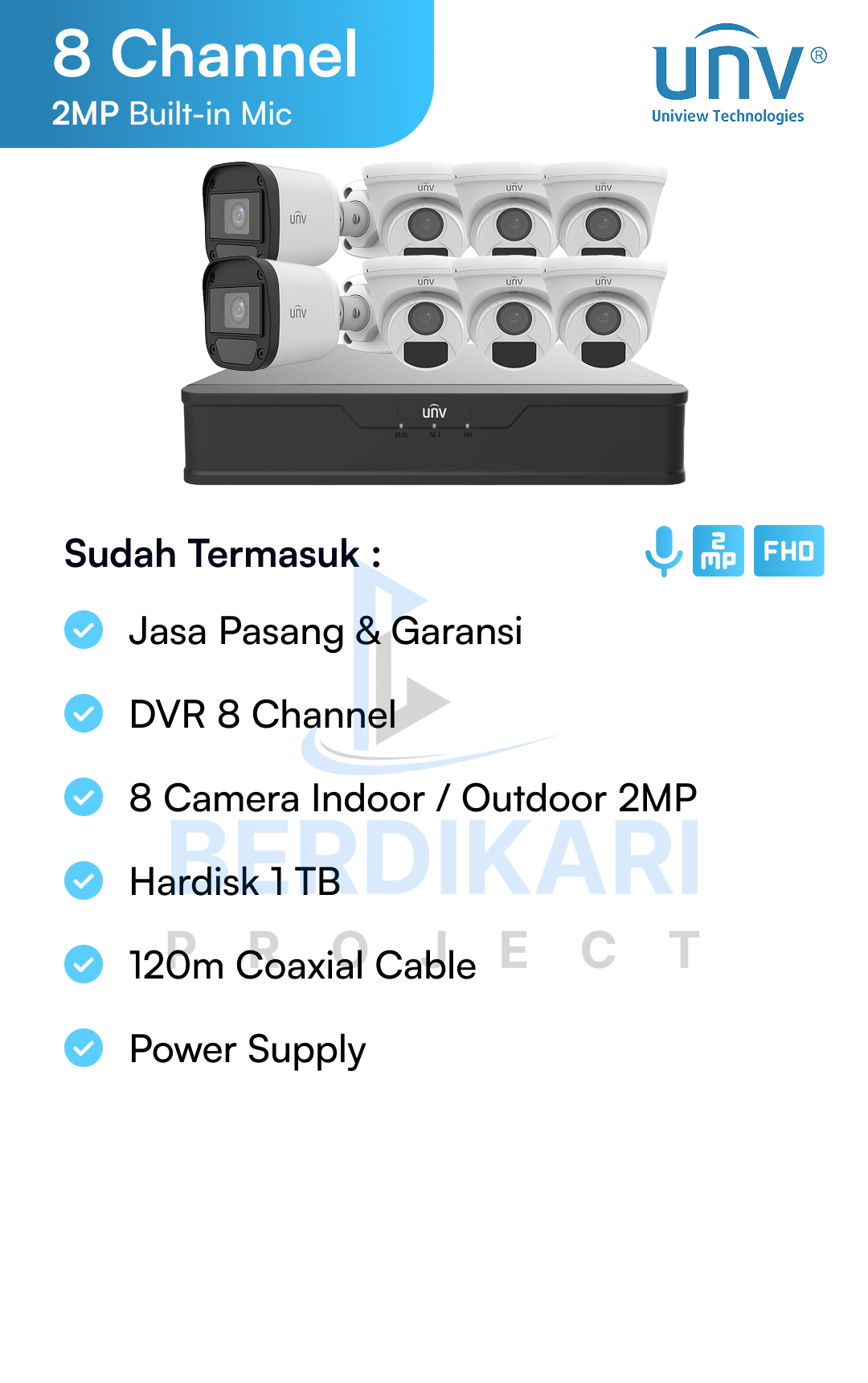 Paket CCTV UNV Audio 2MP