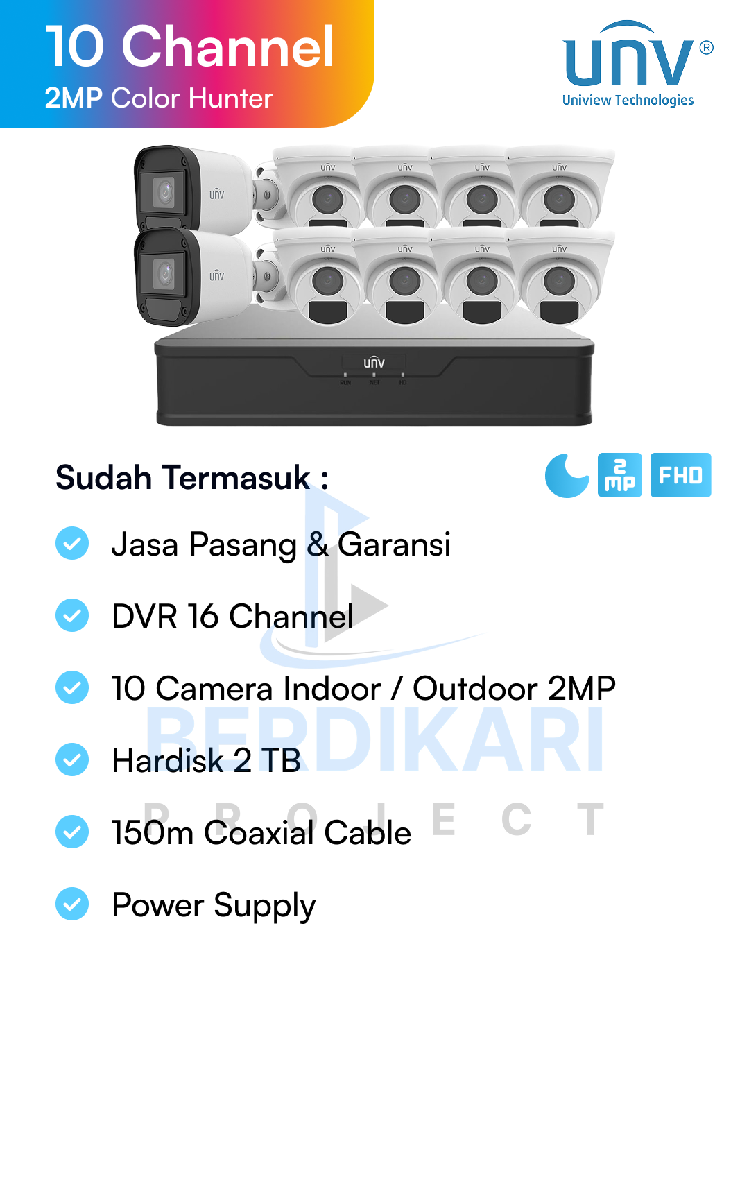 Paket CCTV UNV Color 2MP