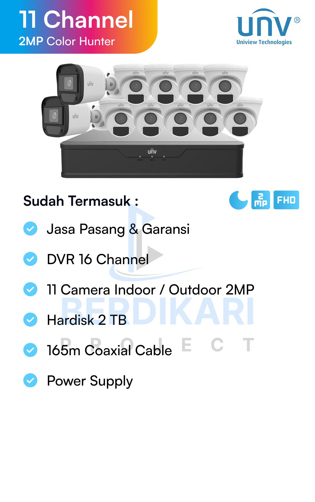 Paket CCTV UNV Color 2MP