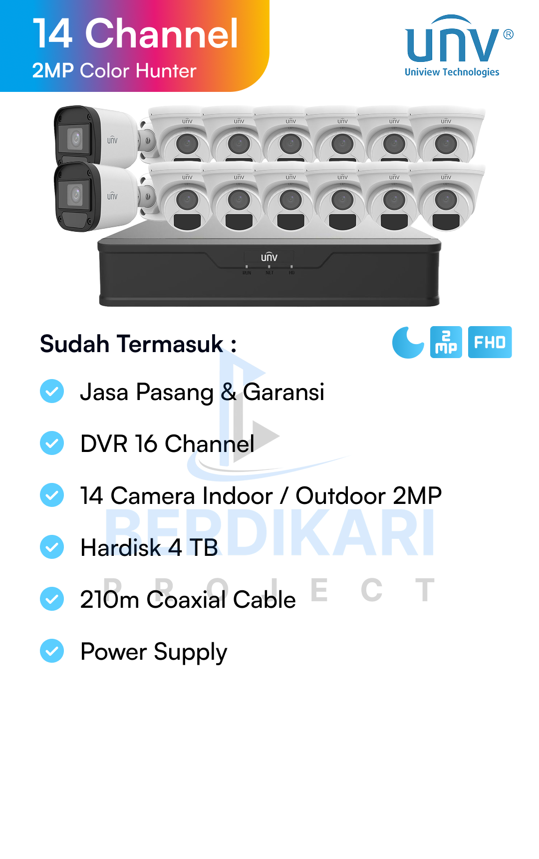Paket CCTV UNV Color 2MP