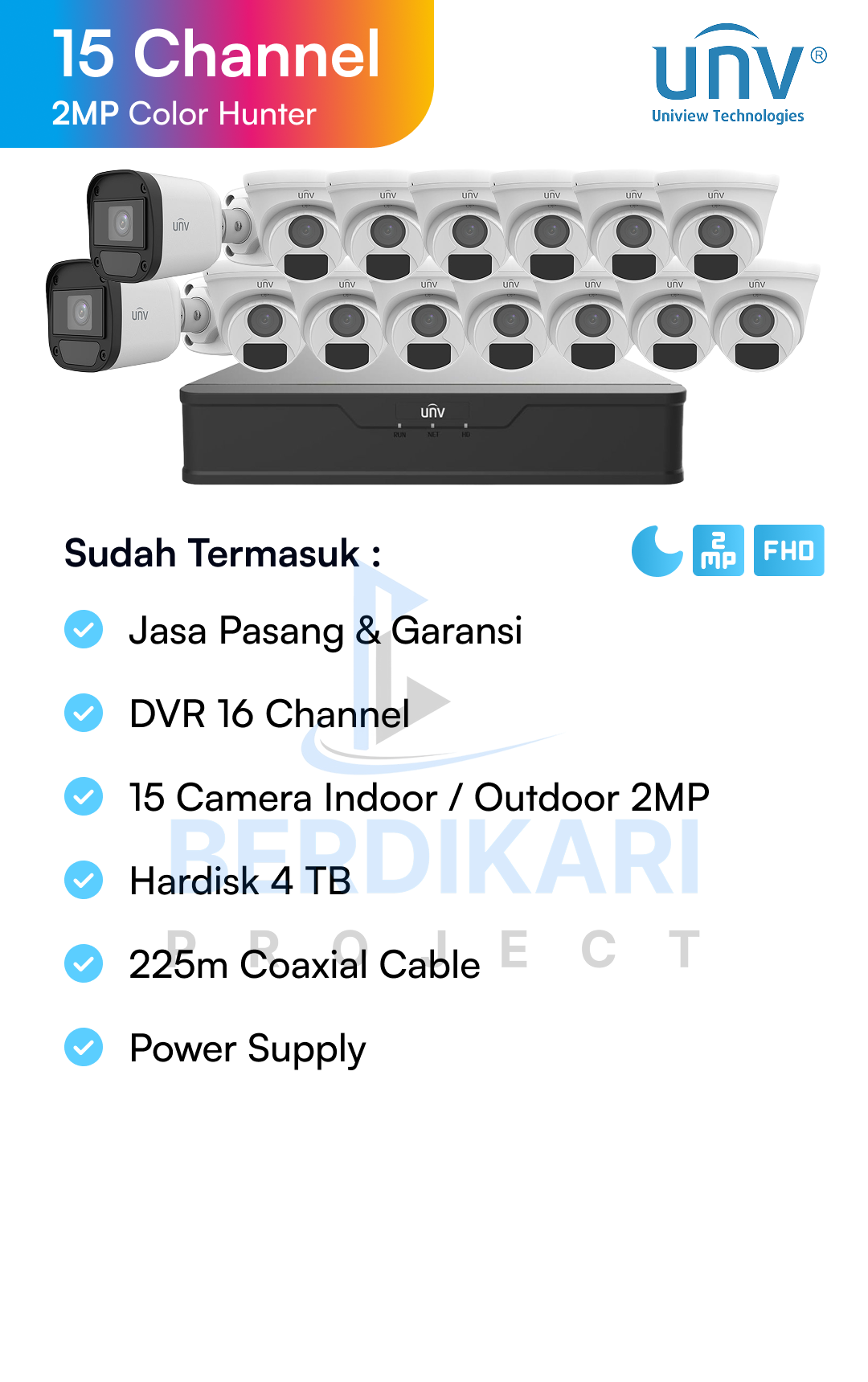 Paket CCTV UNV Color 2MP