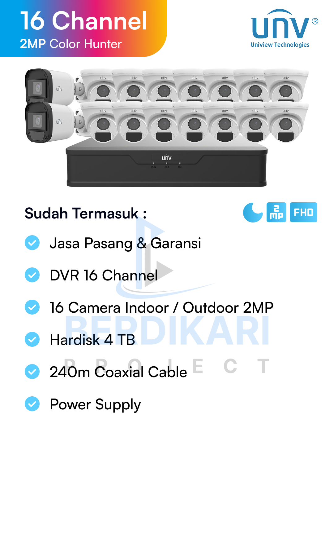 Paket CCTV UNV Color 2MP