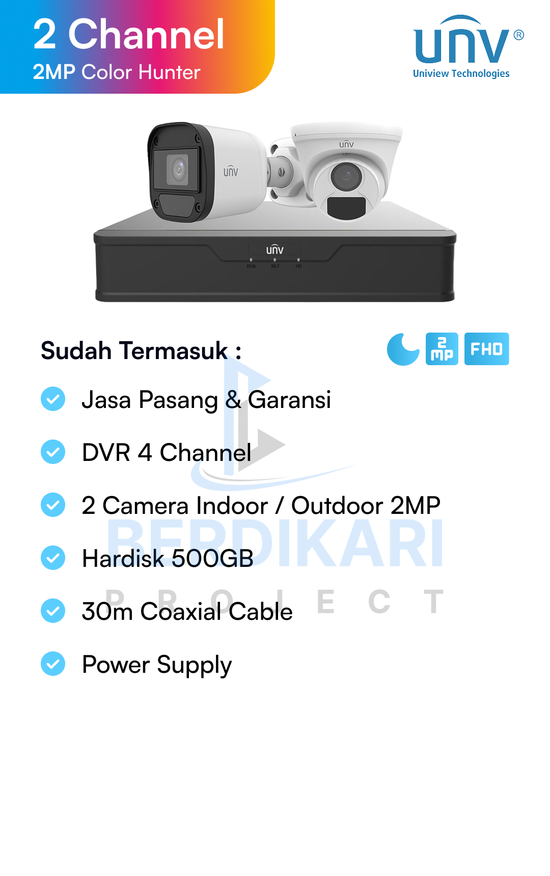 Paket CCTV UNV Color 2MP