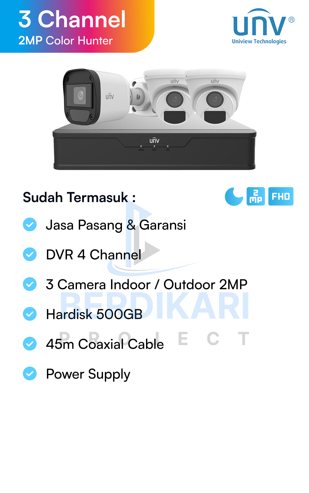 Paket CCTV UNV Color 2MP