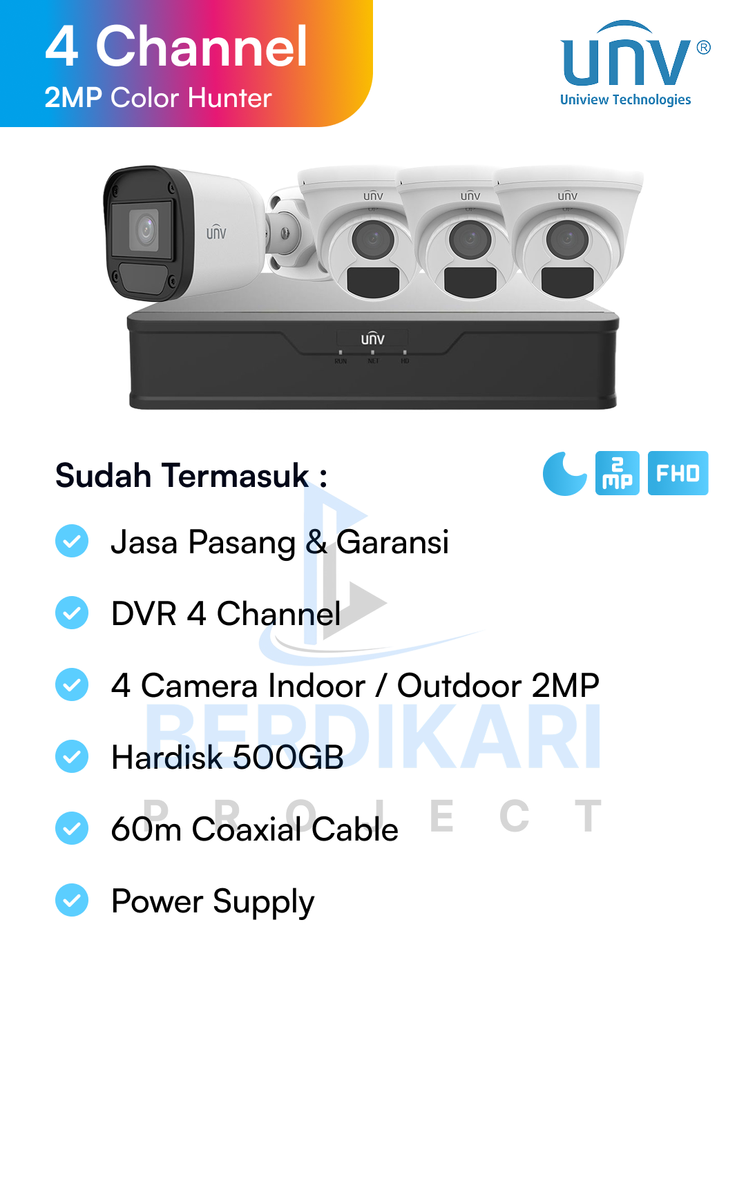 Paket CCTV UNV Color 2MP