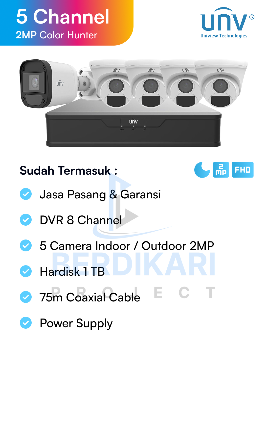 Paket CCTV UNV Color 2MP