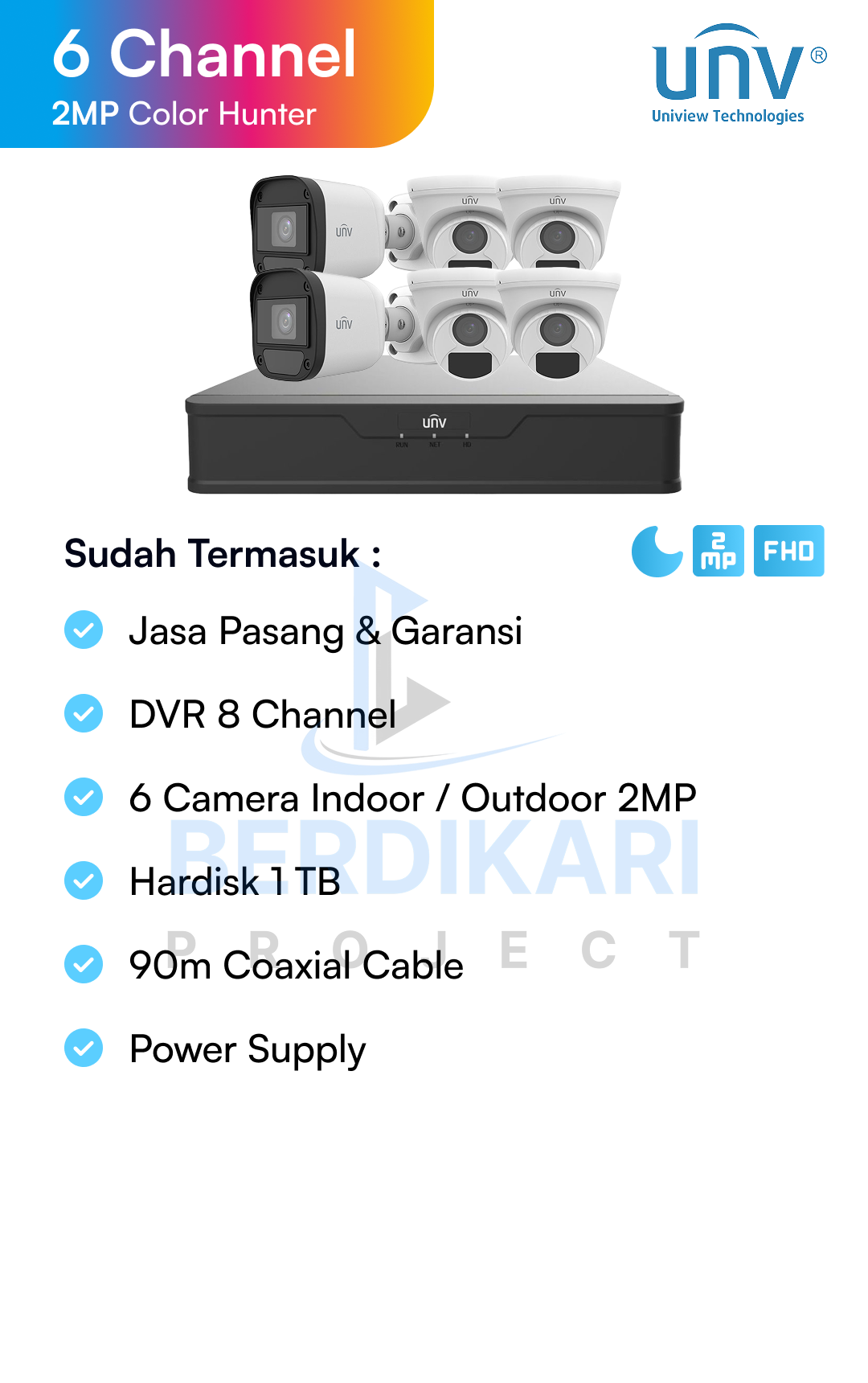 Paket CCTV UNV Color 2MP