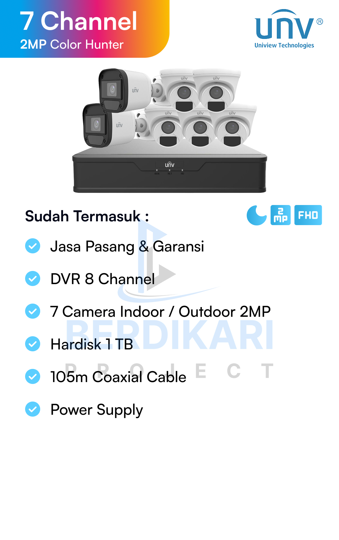 Paket CCTV UNV Color 2MP