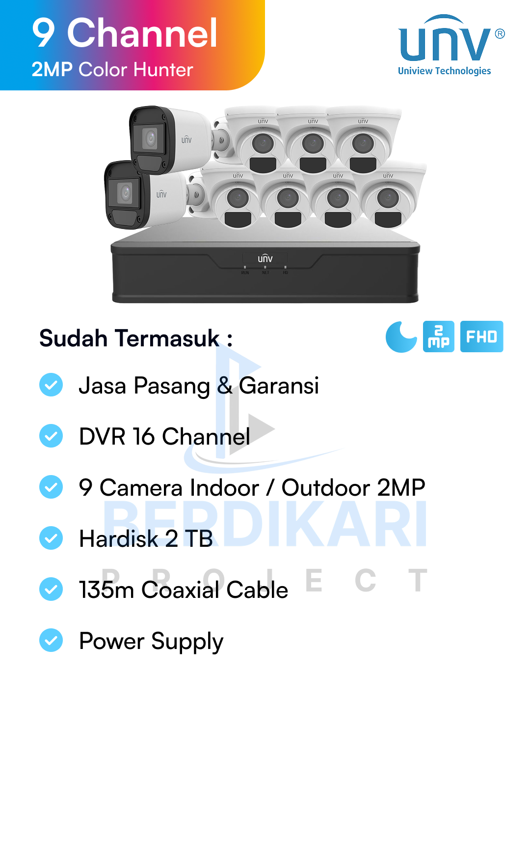 Paket CCTV UNV Color 2MP