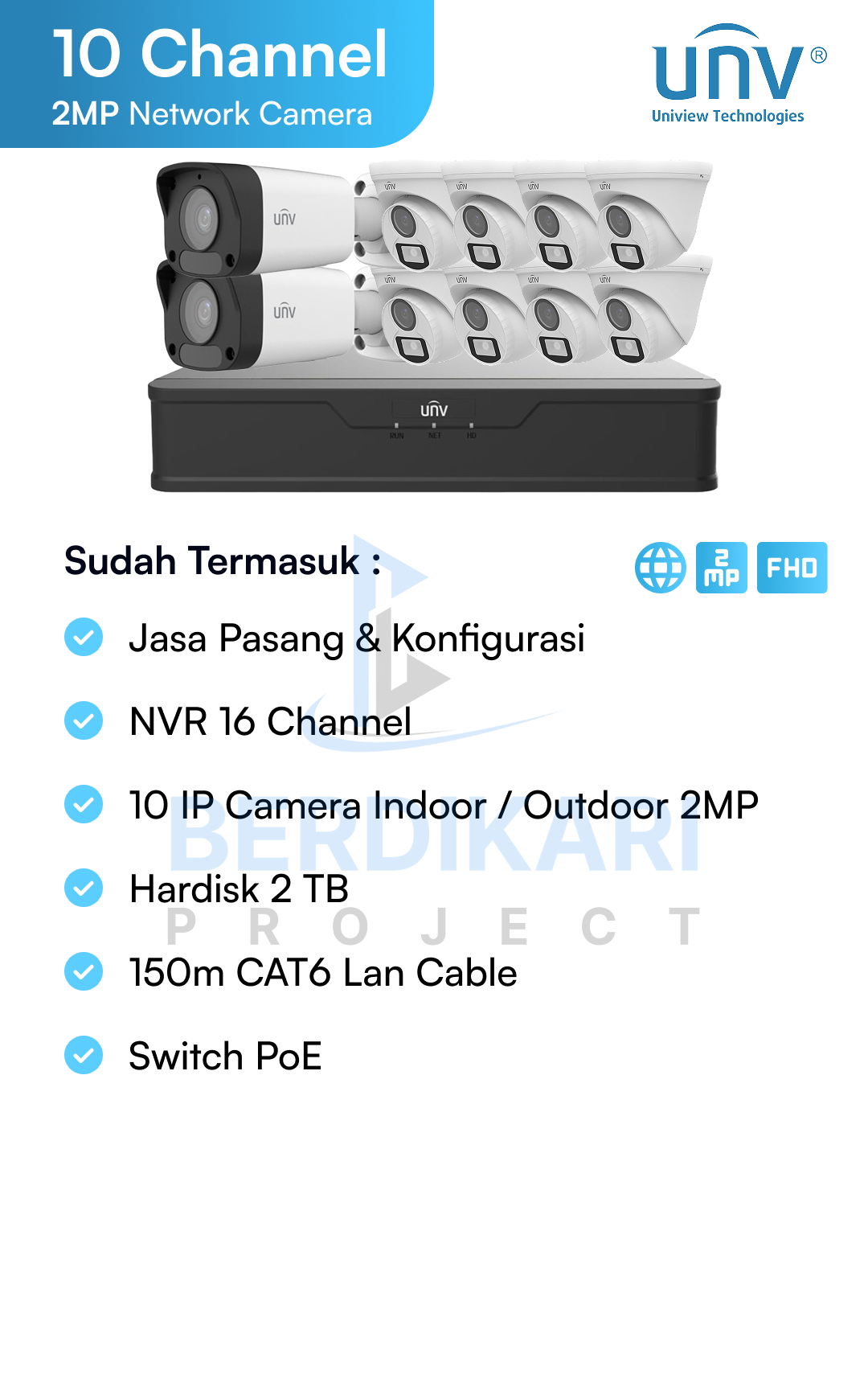 Paket CCTV UNV IP Cam 2MP