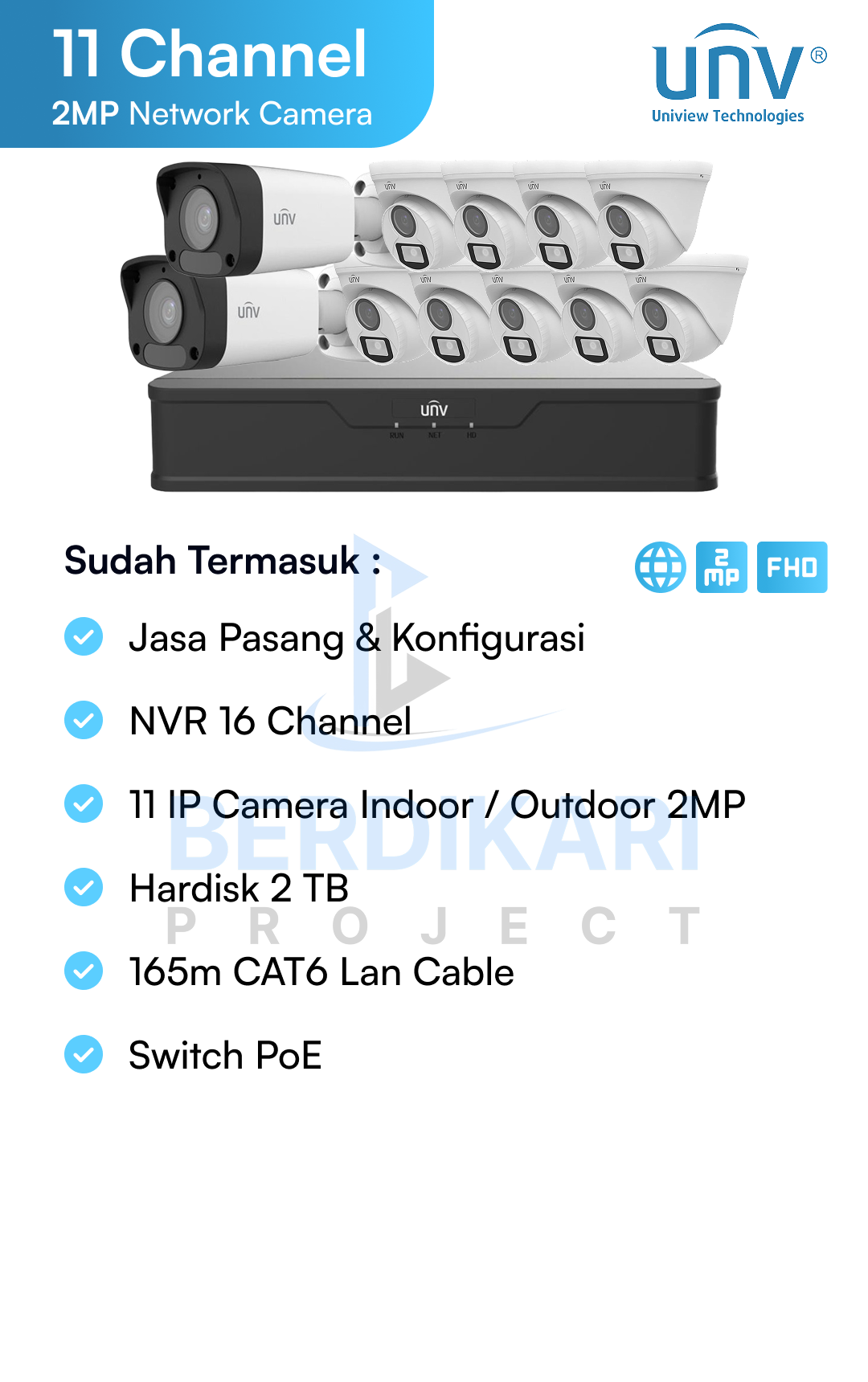 Paket CCTV UNV IP Cam 2MP