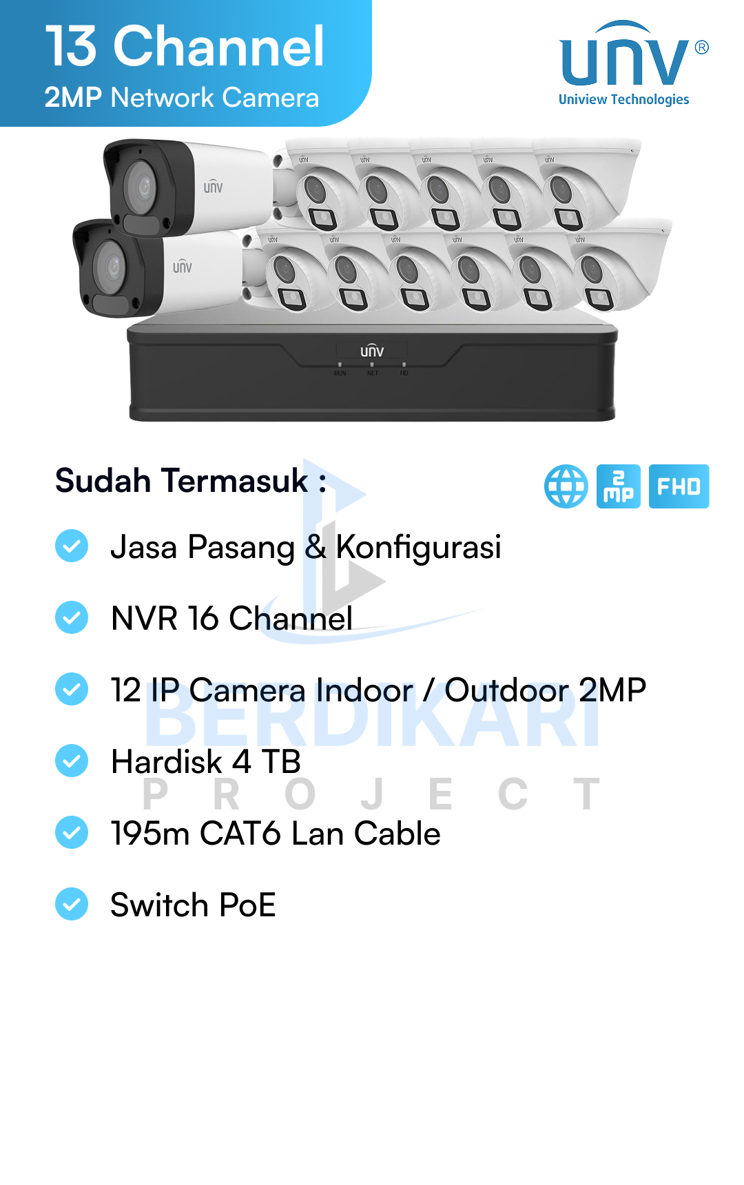 Paket CCTV UNV IP Cam 2MP