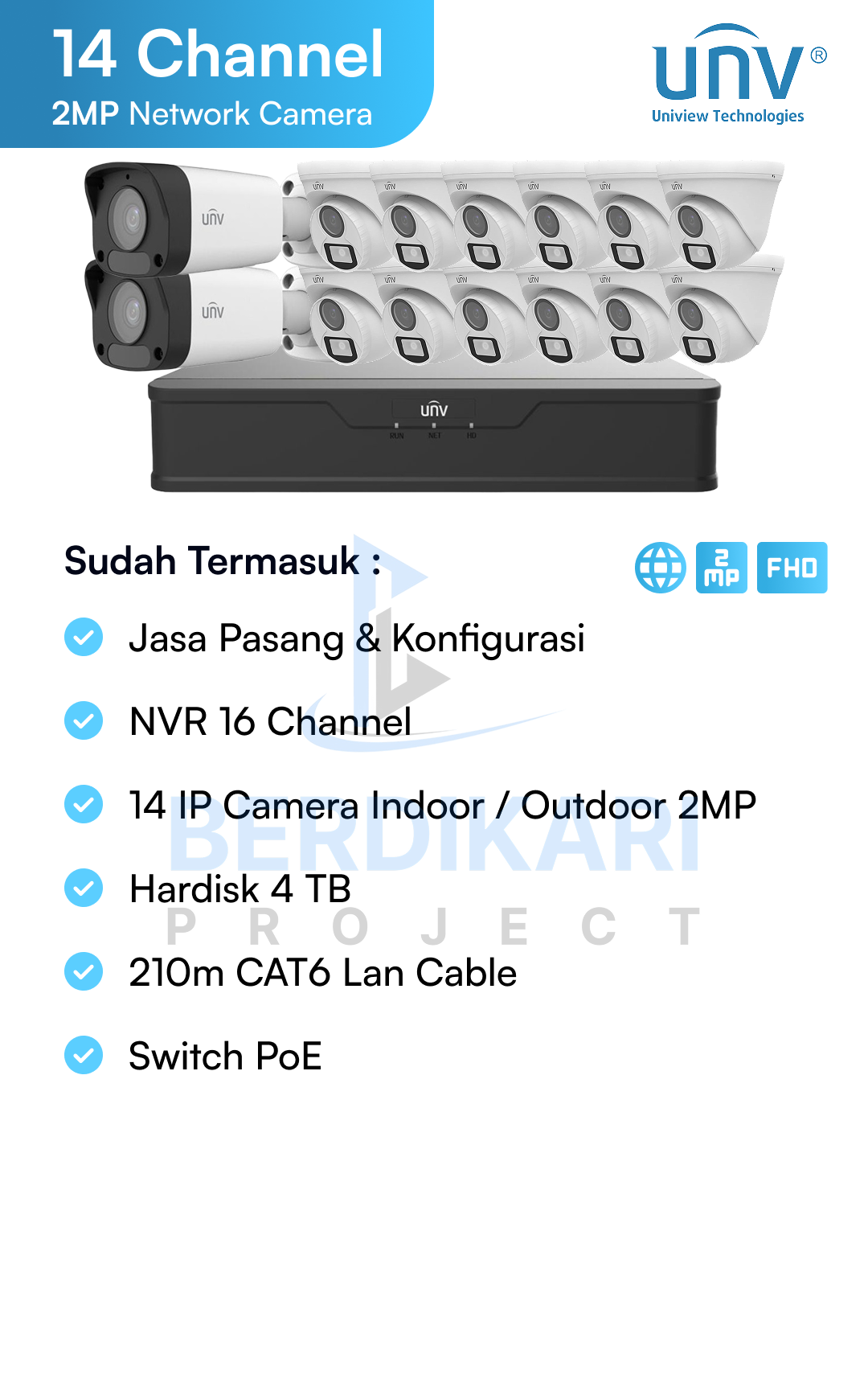 Paket CCTV UNV IP Cam 2MP