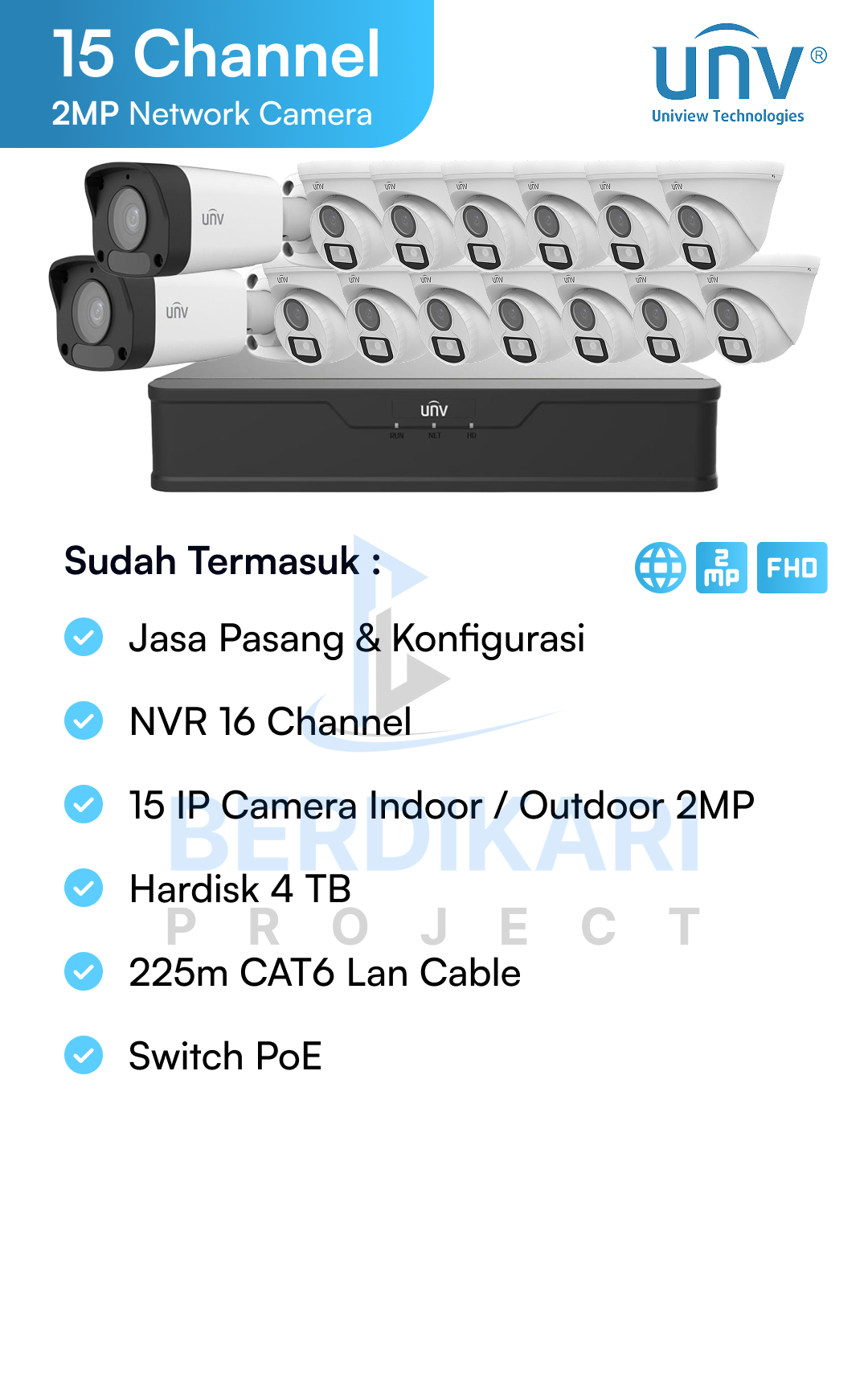 Paket CCTV UNV IP Cam 2MP