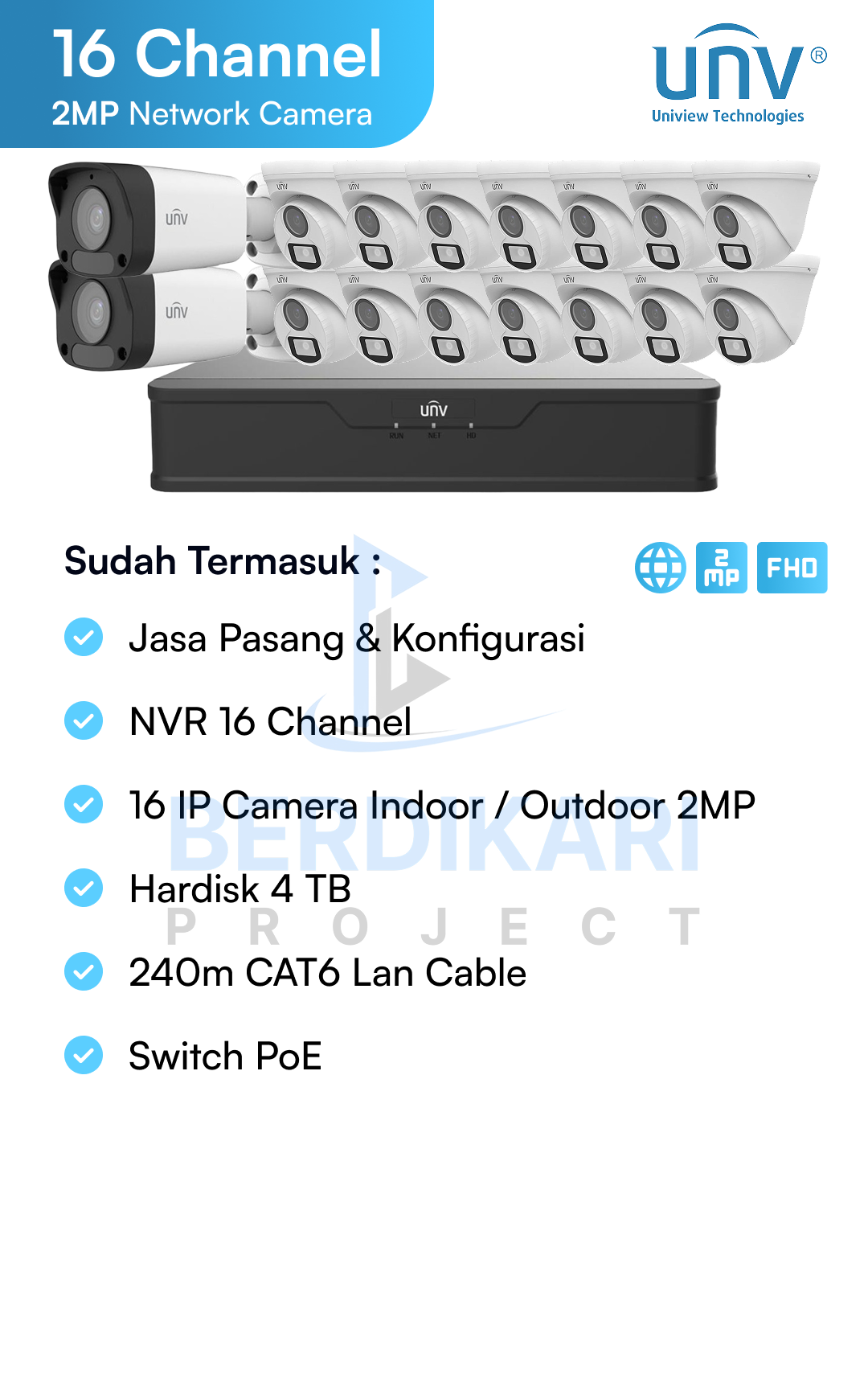 Paket CCTV UNV IP Cam 2MP