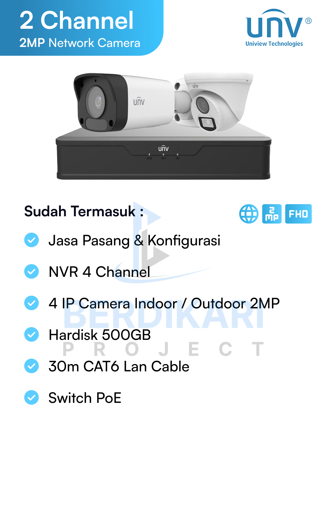 Paket CCTV UNV IP Cam 2MP