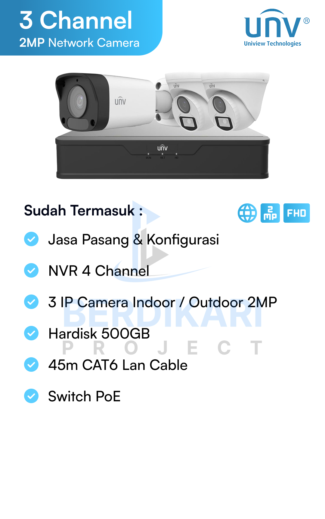 Paket CCTV UNV IP Cam 2MP