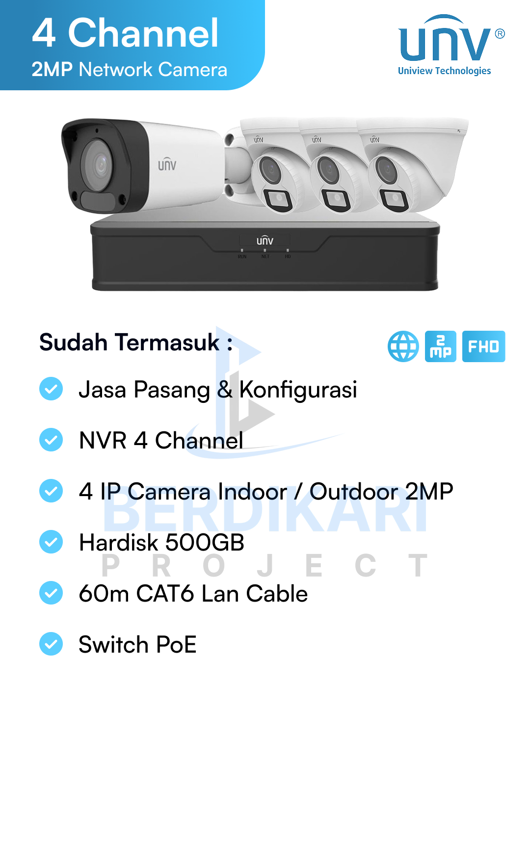 Paket CCTV UNV IP Cam 2MP