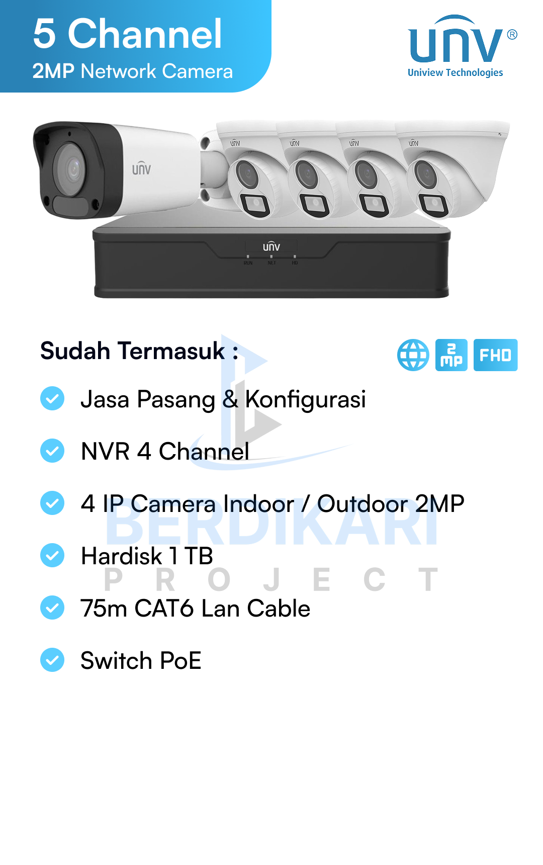 Paket CCTV UNV IP Cam 2MP