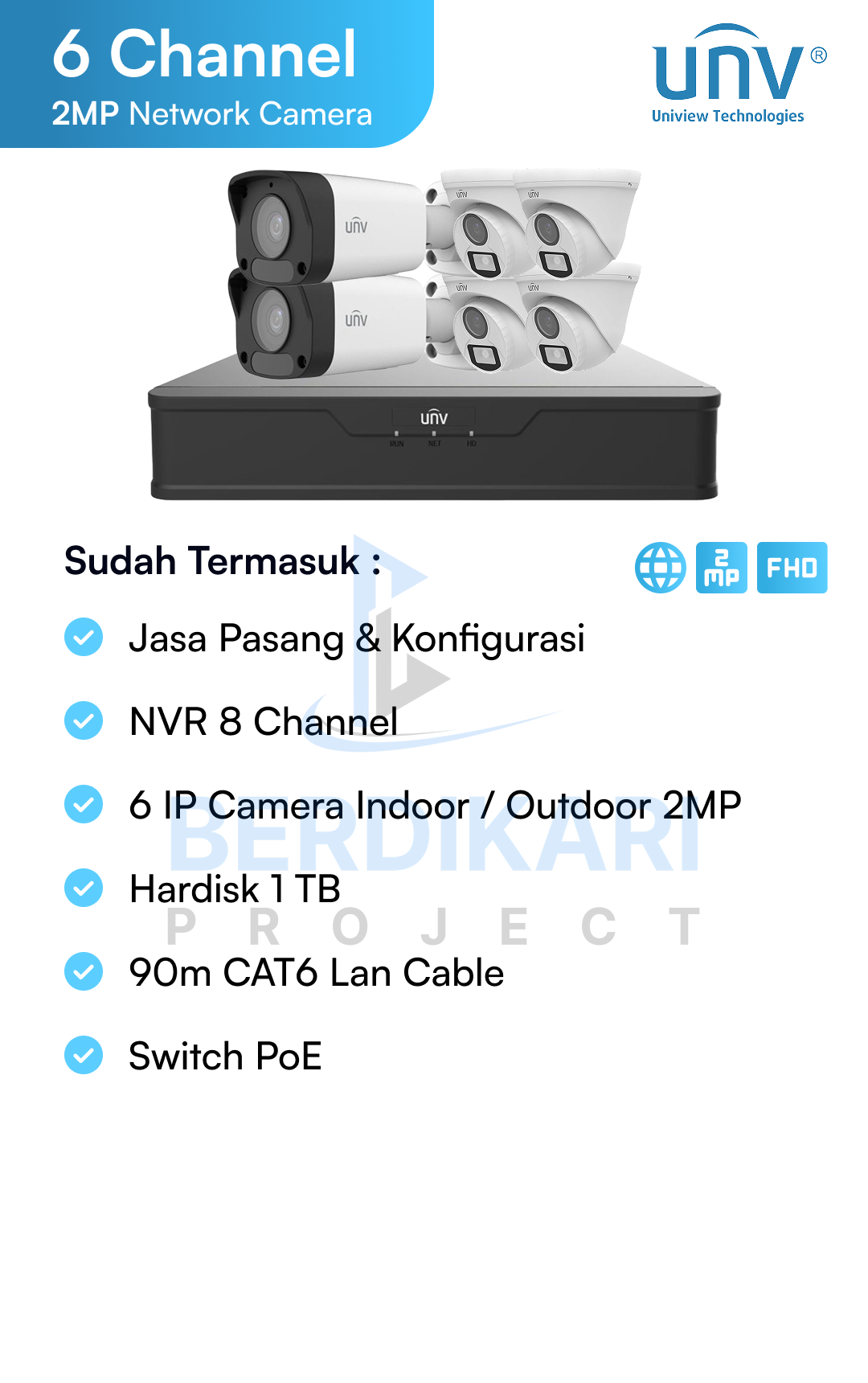 Paket CCTV UNV IP Cam 2MP