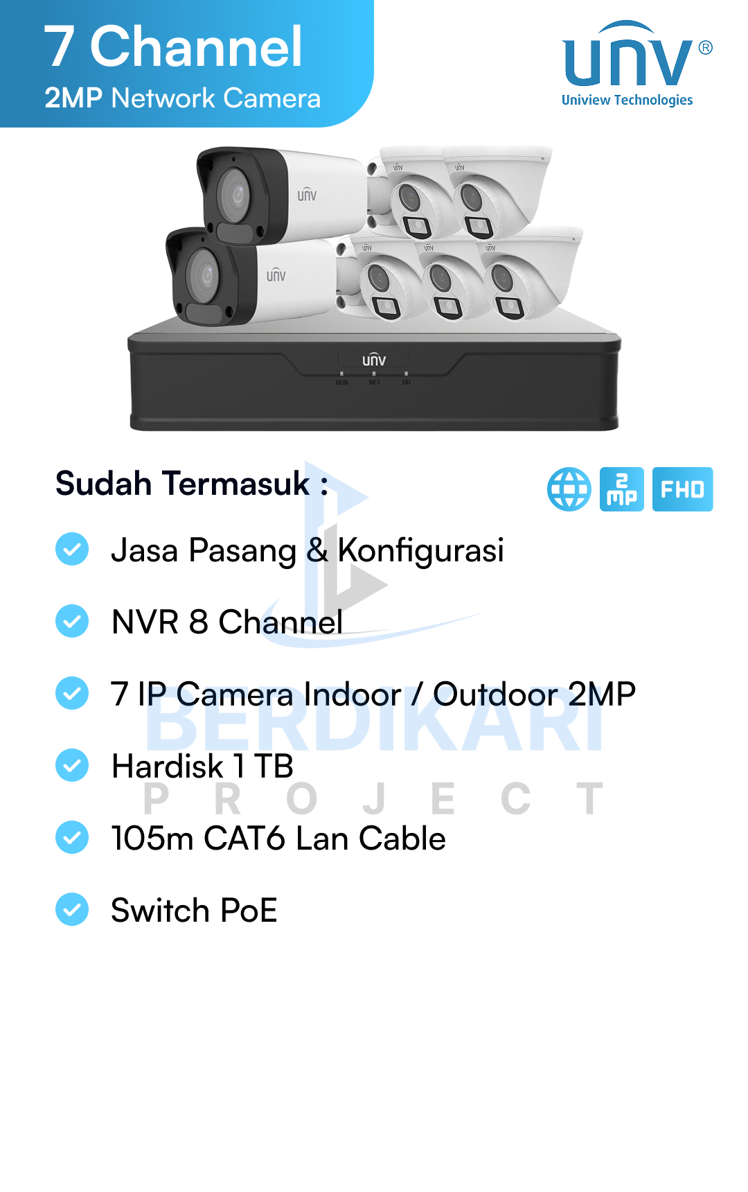 Paket CCTV UNV IP Cam 2MP