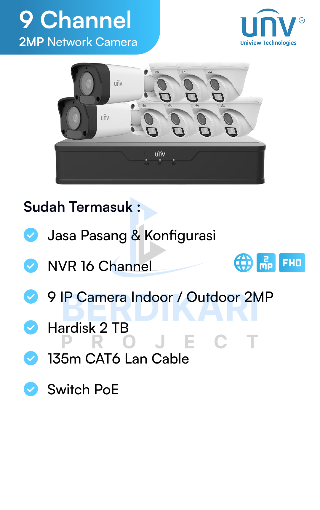 Paket CCTV UNV IP Cam 2MP